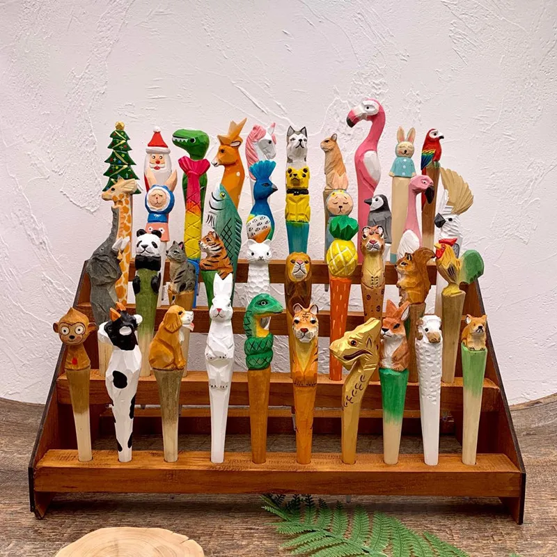 Wood Carving Animal Handmade Wooden Gel Ink Pens for Writing Signature Decoration Office School A6029 gel pens retractable gel pens colored pens erasable gel pens gel pen refills drawing pens