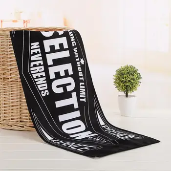 

White Black Print Sports Towel Cotton For Fitness Beach Swim Swimming Towel Men Gym Bather Towels 30*110CM