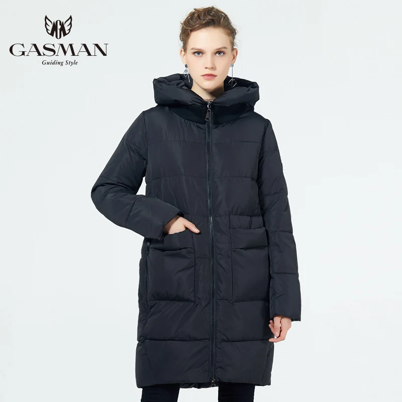 GASMAN 2019 модная куртка женская теплая парка с капюшоном био пух пальто большой