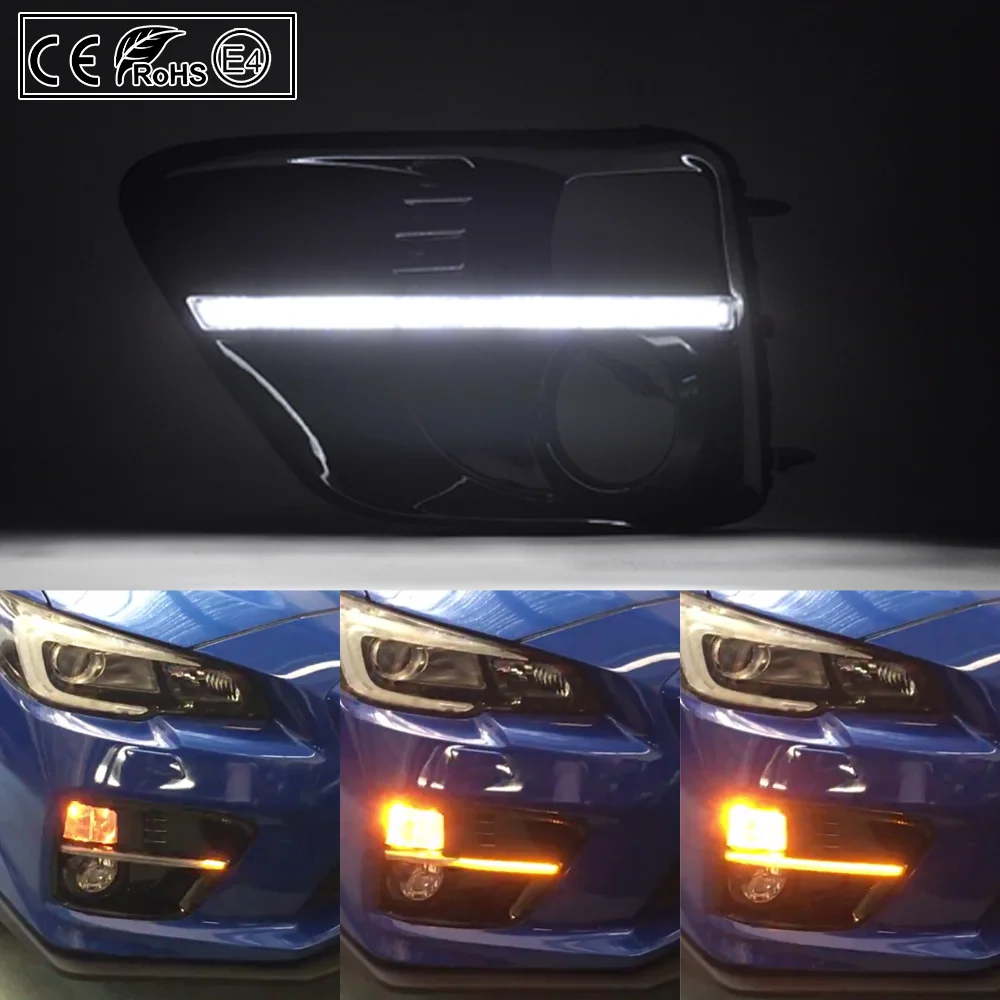 Для Subaru WRX/WRX STI~ дневной ходовой динамический светильник DRL светодиодный чехол с желтым поворотным сигналом - Испускаемый цвет: White and Amber