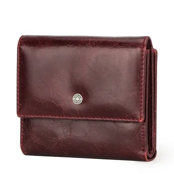 

New RFID Stealing Brush Genuine Leather purse Women's Wallet Occident Fashion Tri-Fold Women card holder Wallets small