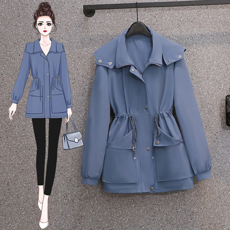 

Осенне-зимняя женская Повседневная ветровка EHQAXIN с капюшоном, куртка на молнии, на пуговицах, модное пальто с карманами