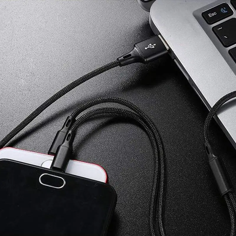 Мульти USB кабель-3 в 1 зарядный кабель нейлоновая оплетка 4 фута(1,2 м) алюминиевый разъем usb зарядный шнур совместим с iPhone, iPad