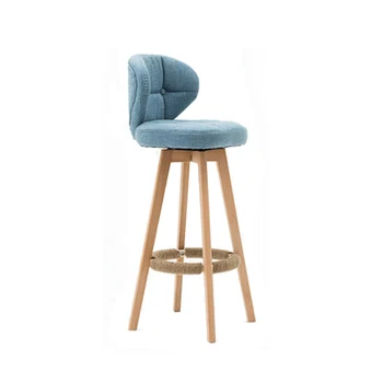 

Nordic Rotating Bar Chair Stool Retro Real Wood Backrest Contracted The