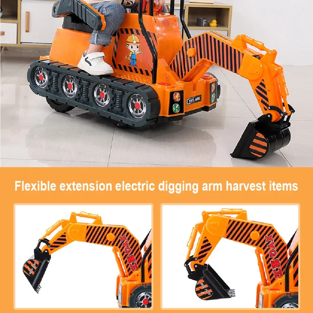 Children'S Electric Excavator Construction Vehicle Boy Girl 1-6years Toy Car With Music Light Bluetooth Remote Control Excavator 4