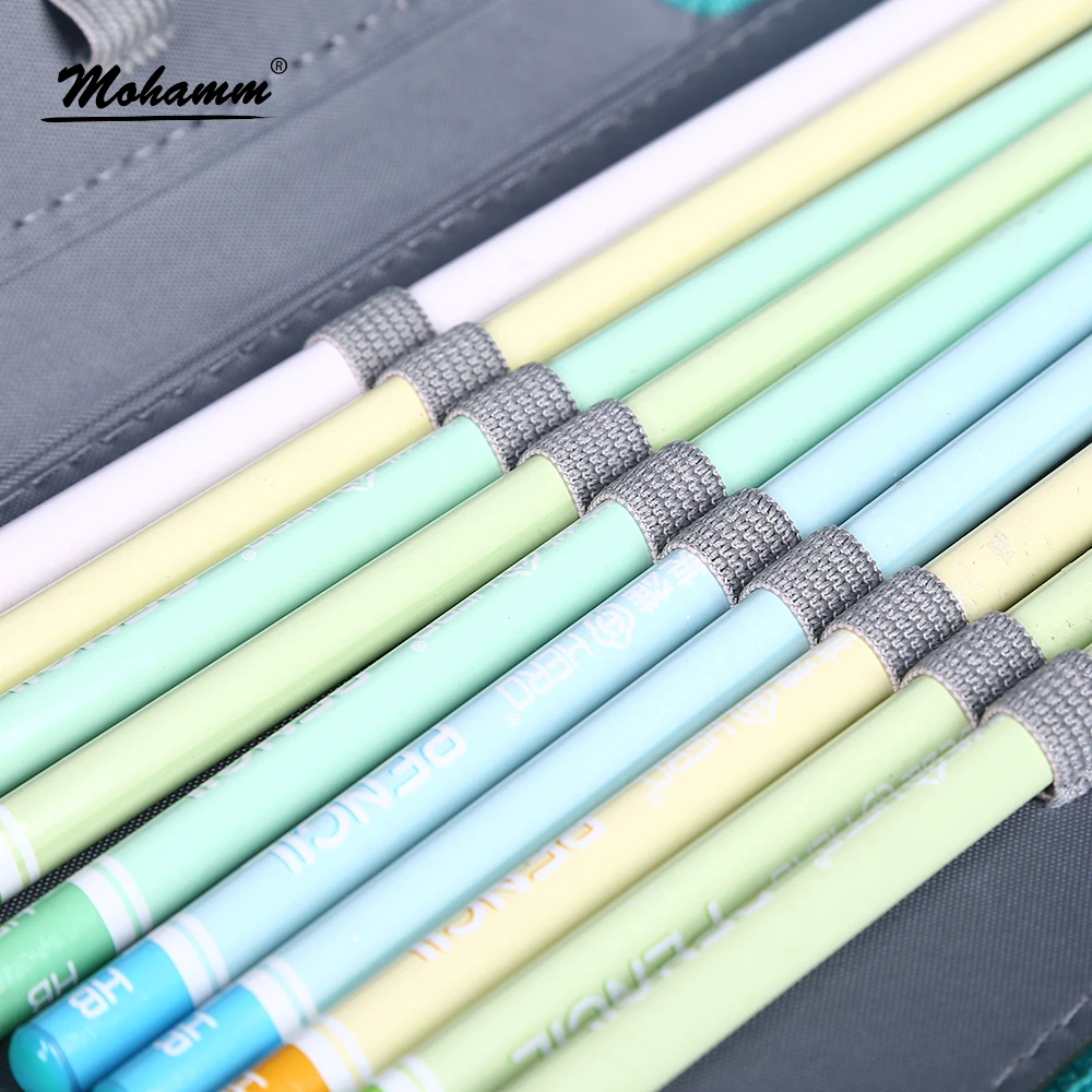 Billige 72 halter 4 Schichten Handliche PU Leder Schule Bleistifte Fall Große Kapazität Farbige Bleistift Tasche Für Studenten Geschenk Kunst Liefert