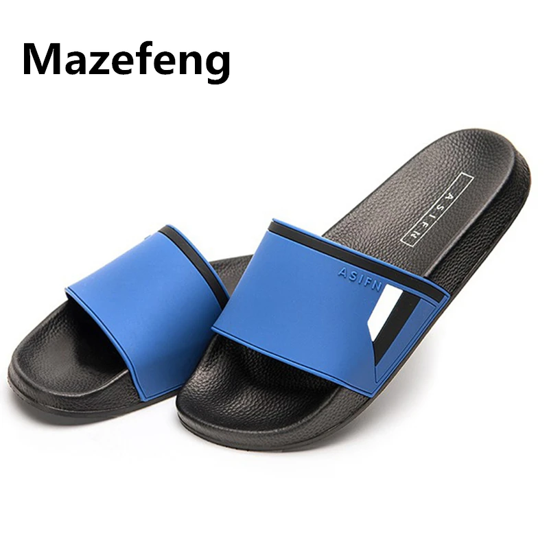 Mazefeng/тапочки унисекс; повседневная обувь; нескользящие шлепанцы для пар; Летние босоножки в простом стиле; Мягкие Вьетнамки для влюбленных - Цвет: Tibetan blue