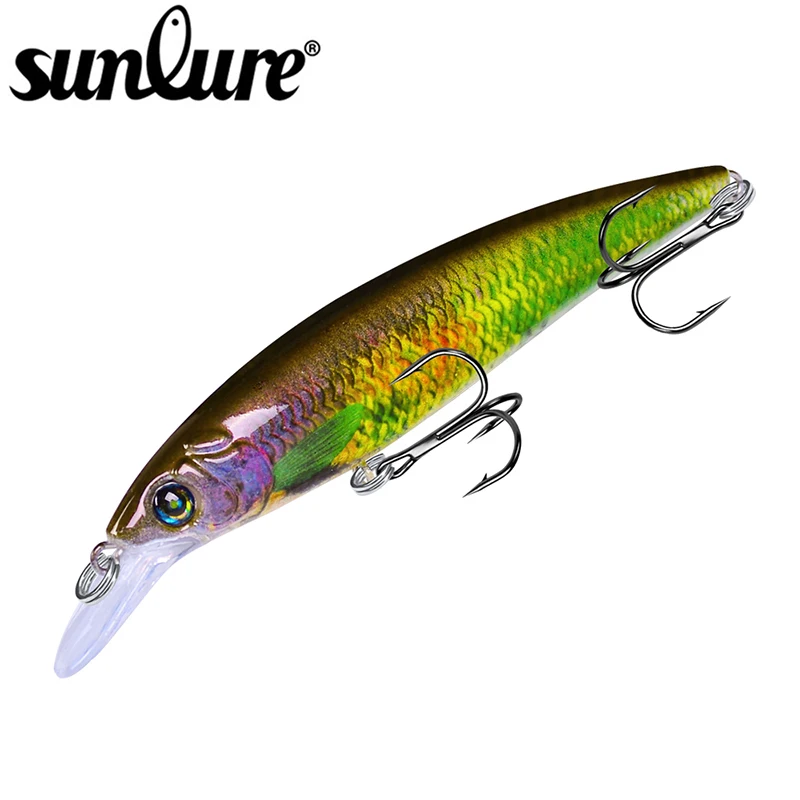 Sunlure Floating Minnow 1pc Painting Fishing Lure 4.45&quot-11.3cm/14g-0.49oz Hard Bait 6 color Tackle 4# Treble Hook | Спорт и