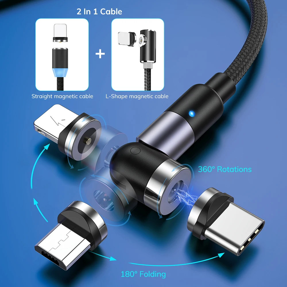 Topk 540 Rotate Magnetic Cable Micro Usb Magnetic Cable Topk
