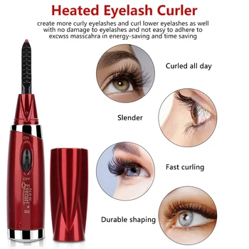 

1PC Portable Electric Eyelashes Heated Pen Shape Eyelash Curler Long Lasting Curling Makeup Beauty Curler with Cleaning Bursh