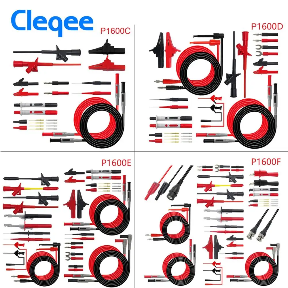Cleqee P1600 серии вставной мультиметр зонд Тестовые провода комплект bnc-тестовый кабель автомобильный зонд набор IC тестовый крюк