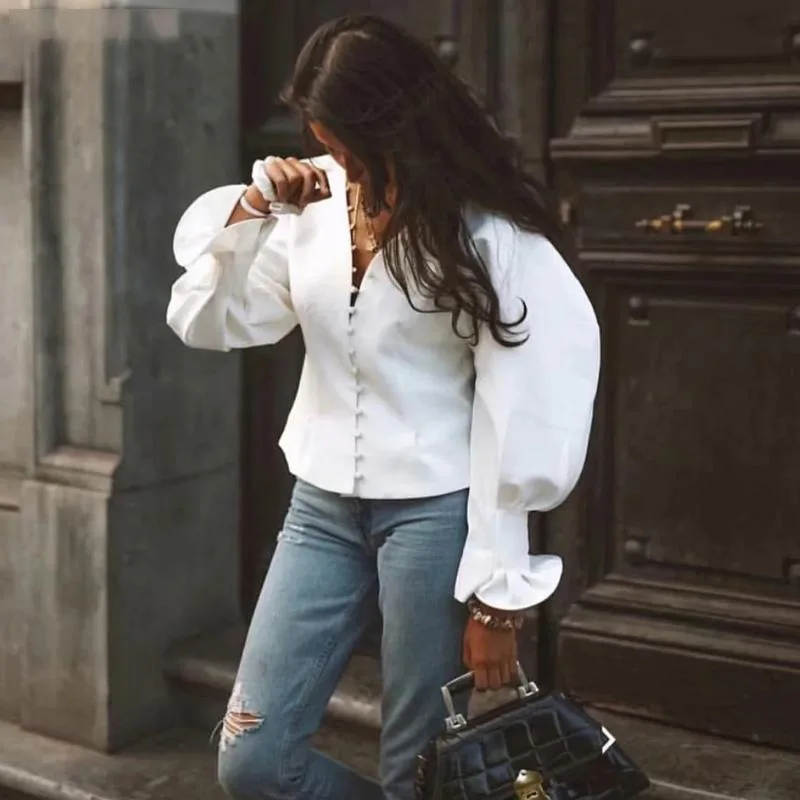 

2019 New arrive autumn white Blouses & Shirts