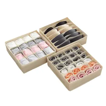 

Multi-compartment Storage Box Foldable Underwear And Socks Drawer Washable Compartmental Wardrobe Finishing Box Set