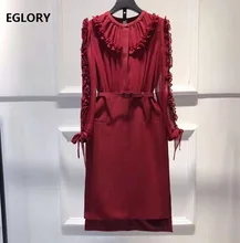 Robe De Fiesta XXL à manches longues pour femme, vêtement à volants, couleur vin, rouge, bleu foncé, collection printemps été 2021 