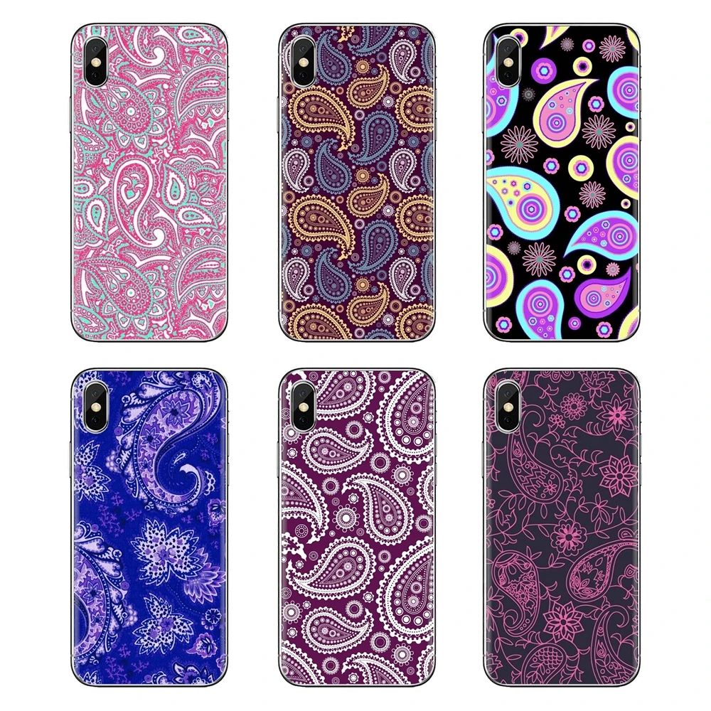 Для iPhone XS Max XR X 4 4s 5 5S 5C SE 6 6S 7 8 Plus samsung Galaxy J1 J3 J5 J7 A3 A5 Чехлы фиолетовые Пейсли цветок