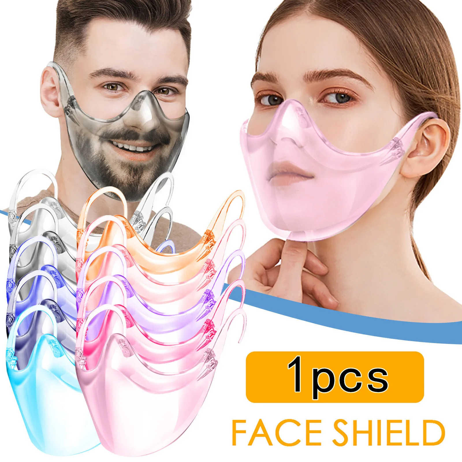 1pc PM2.5 Breathable Durable Mask Face Combine Plastic Reusable Clear Shield Protection Printing Mouth | Красота и здоровье