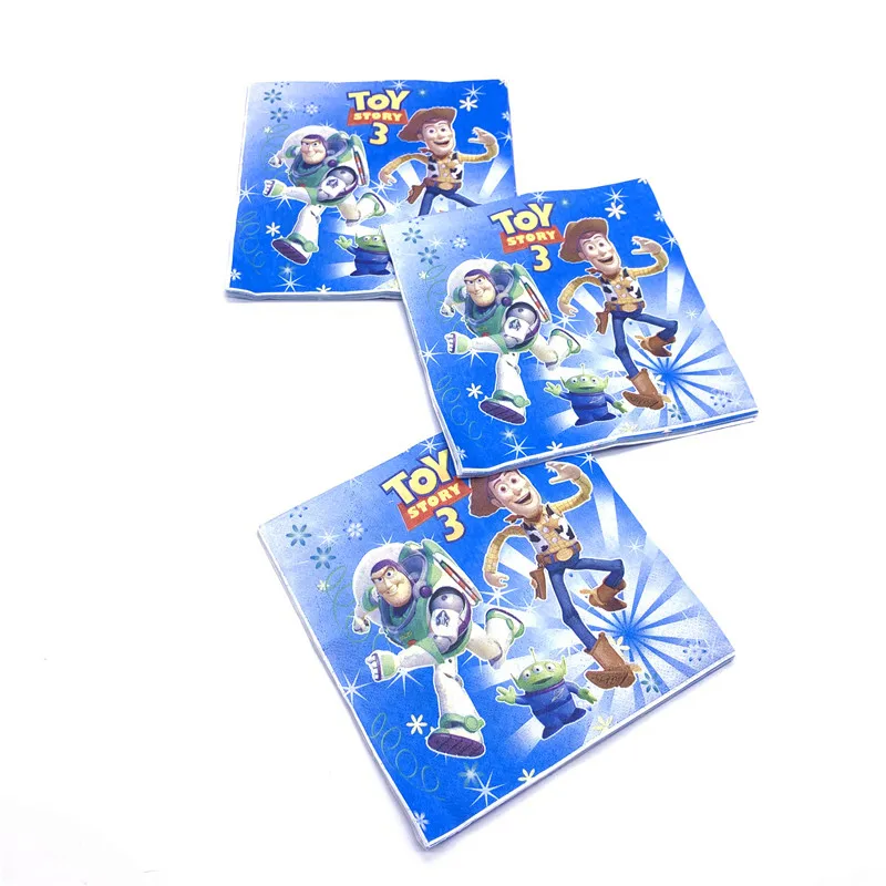 Cartoon Toy Story Disposable Paper Napkins Banner Table Cloth Straws Cup Plates Baby Shower Birthday Party Decoration Supplies - Цвет: Napkins-20Pcs