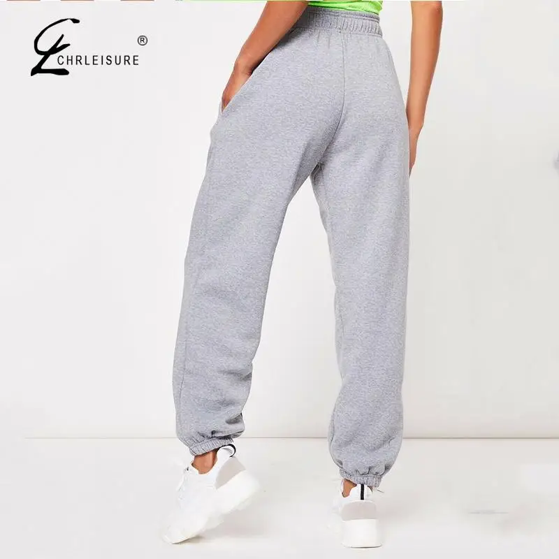 Для женщин Повседневное Jogger однотонные Спортивные штаны/Для Высокая Талия Брюки