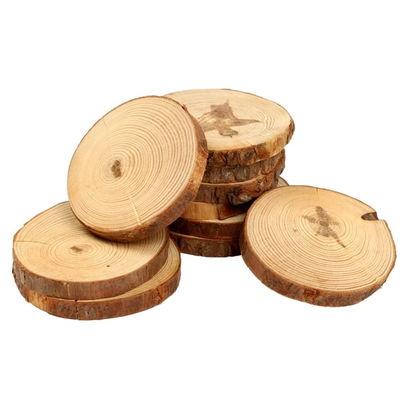 10個天然木丸太ログスライス結婚式のセンターピース樹皮テーブル装飾 Figurines Miniatures Aliexpress
