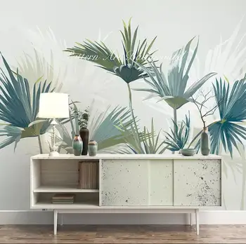 

CJSIR Hand-painted Nordic Tropical Forest Palm Tree Sofa TV Background Wall Custom Large Mural Green Wallpaper Mural Decoration