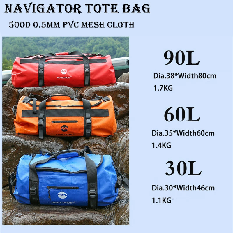 30L 60L 90L Large Capacity Upstream Waterproof Backpack Outdoor Swim Drifting Storage Hand Bag Hiking Camping Travel Fitness Bag