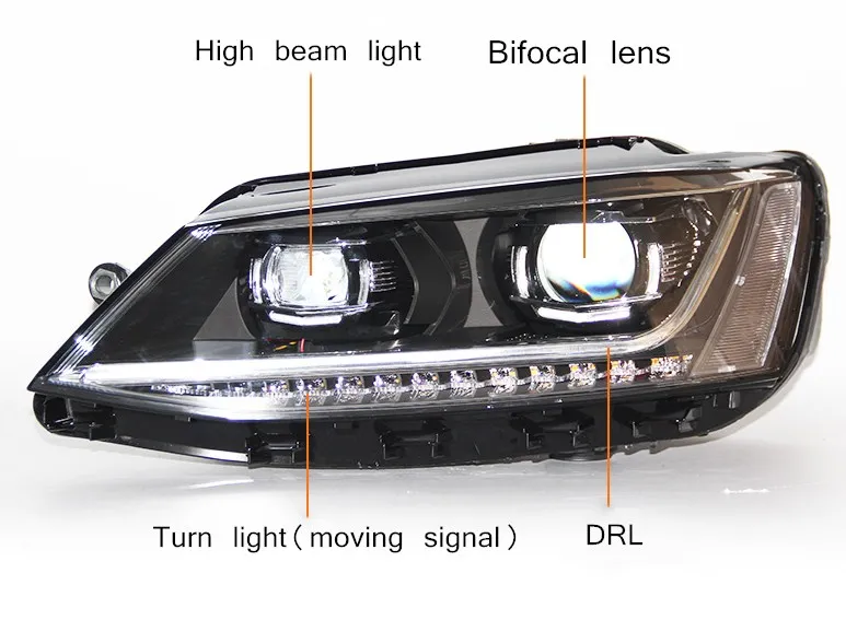 VLAND завод для автомобильных фар для JETTAS Mk6 или Sagitar светодиодный головной свет 2011 и поворотный свет с движущимся сигналом