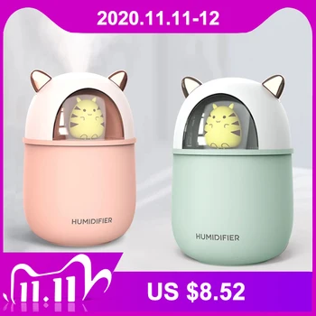 

Ultrasonic Car Humidifier Aromatherapy Diffuser 300ml Cute Air Purifier Fresher Cool Mist Spray Humidifier with Night Light