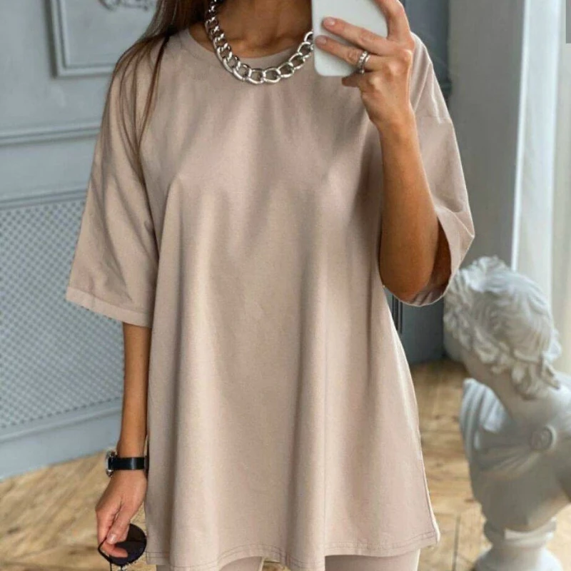 Hot Sales Casual Solid Women's Two Pieces Suit with Belt Solid Color Home Loose Sports Leisure Suit Summer Basic Streetwear 2020