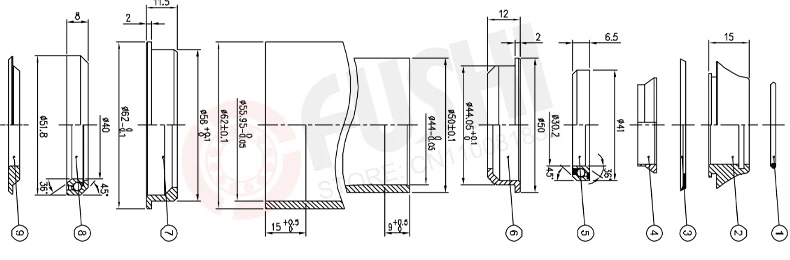 e inferior, aço cromado, AC3544, AC3344, 35x44x5.5,