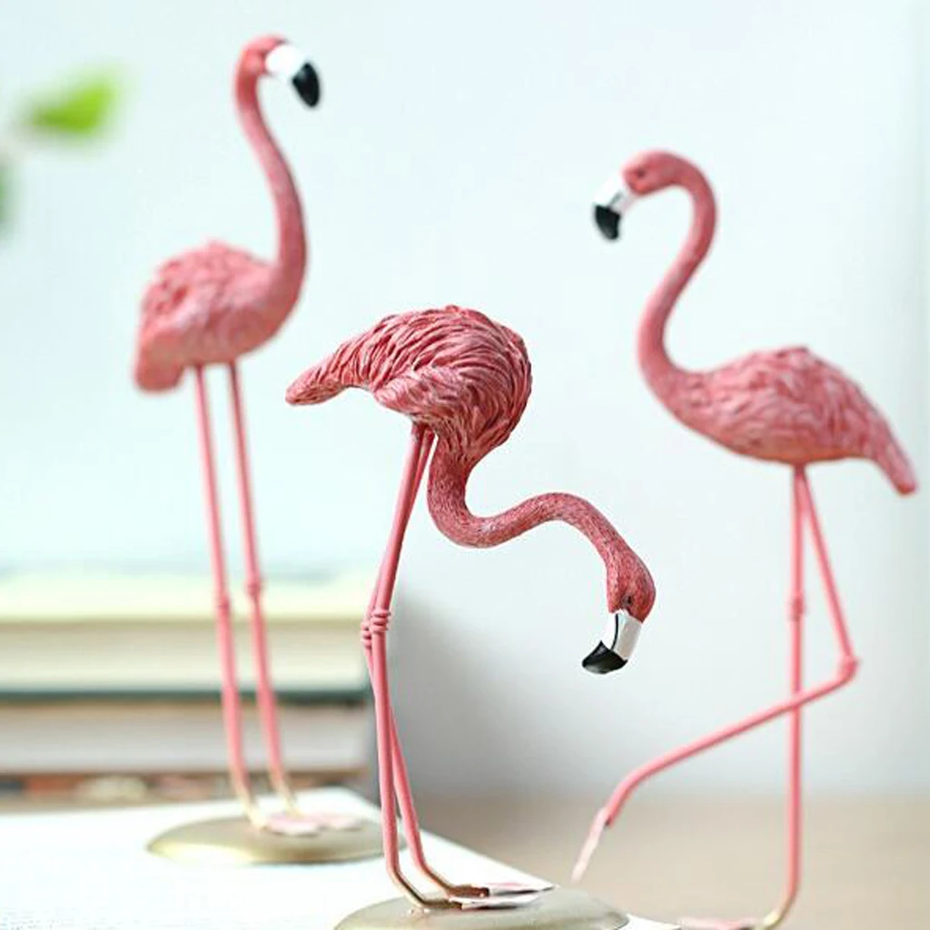 20cm Tabletop Stand Flamingo Birds Figurine Collection Ornament REAL LOOKING Home Decor Ornament