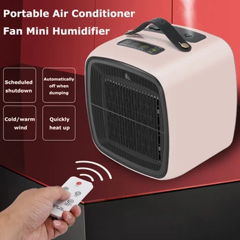 

Portable Air Conditioner Fan Electric Warm Heater Fan With Mini Humidifier Silent Two-speed Wind Mini Heater Fan for Home Office