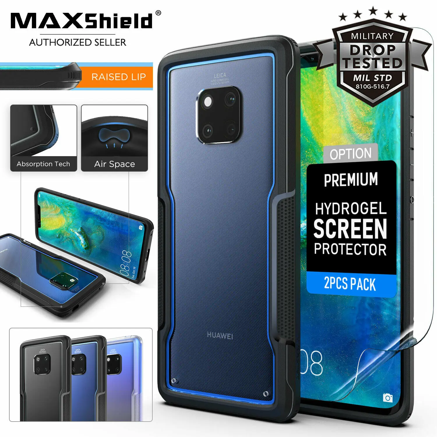 Maxshield For Huawei Mate 20 Pro Case Cover Heavy Duty Shockproof Slim Clear Protection &amp Mate20 Screen Protector |