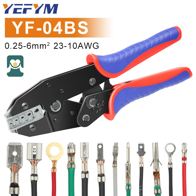 

YF-04BS Crimping Pliers for XH2.54/SM2.54/3.96/2.8/4.8/6.3/OT Ground Ring Terminals 0.25-6mm² 23-10AWG Full Range Plug Tools