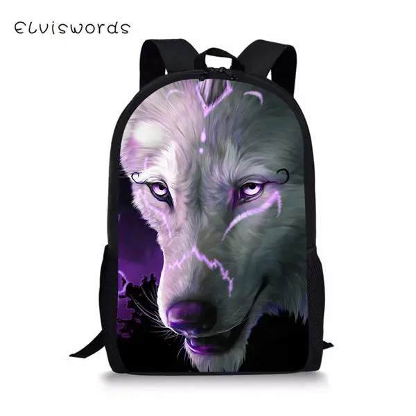 CDWX3771C ELVISWORDS модный детский рюкзак с принтом волка из мультфильма, школьный рюкзак для малышей, крутой рюкзак для путешествий с животными - Цвет: CDWX3771C