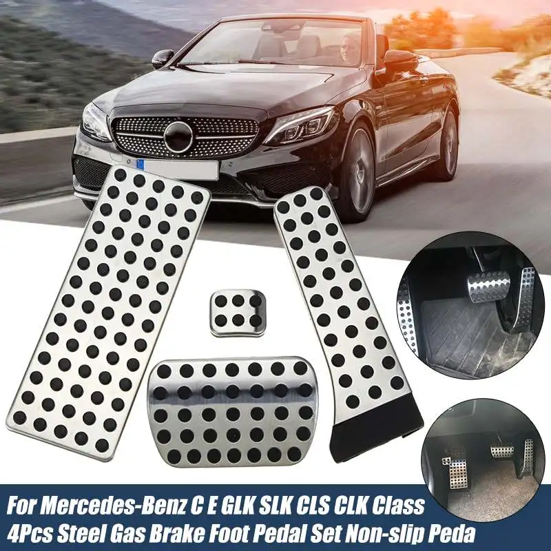 4 шт. сталь газ тормоза педаль Крышка аксессуар комплект для Mercedes Benz W203 W204 W210 W211 W212