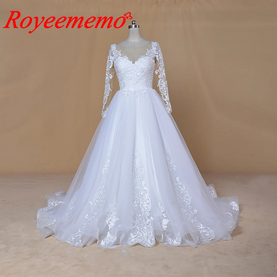 Дизайн, свадебные платья Vestidos de Noivas, цвет кожи, тюль, длинный рукав, свадебное платье на заказ