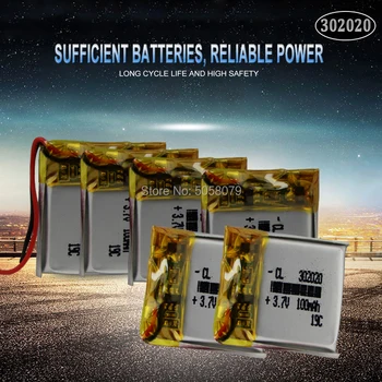 

20pcs 3.7V 100mAh 302020 Lithium Polymer Li-Po Rechargeable Battery cells For Mp3 MP4 MP5 GPS PSP mobile bluetooth