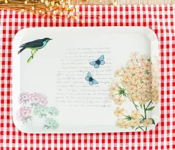 photo color Tea Trays Floral Dessert Tray Coffee Teaware Serving Trays Kitchen Cups Set Tray Anti Shock Fruit Plate Dessert Fruit Tray - Цвет: photo color