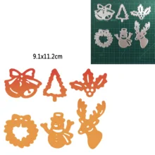 

6pcs Christmas Tree Bell Snowman 2021 New Metal Cutting Scrapbook Mold Making Greeting Card Craft 2021 New DIY Art Paper Cutting