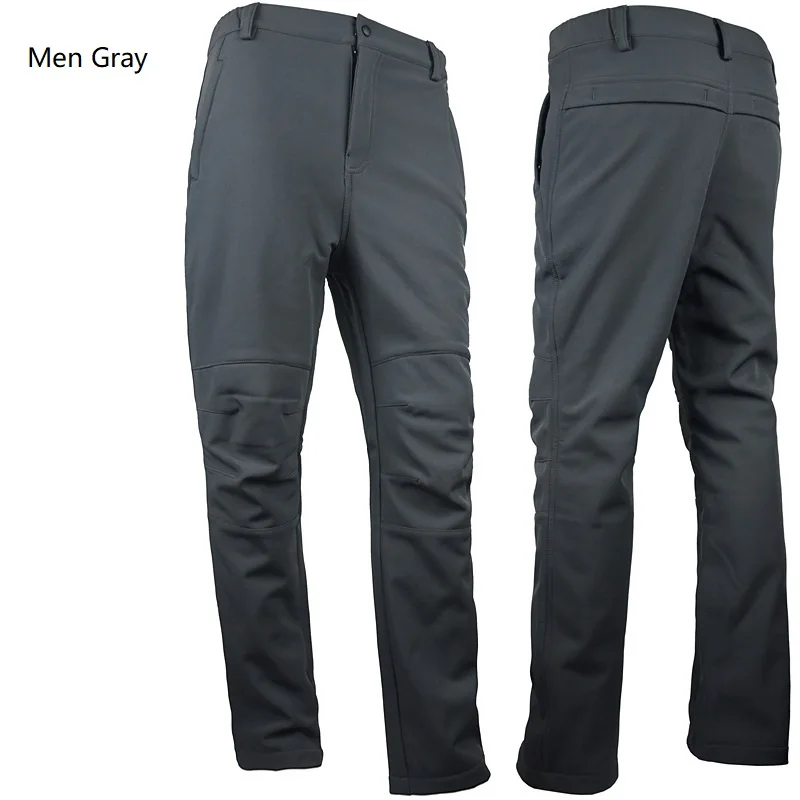 Мужские зимние Походные штаны, штаны для отдыха, женские водонепроницаемые ветрозащитные флисовые ветрозащитные походные лыжные альпинистские штаны - Цвет: Men  Gray
