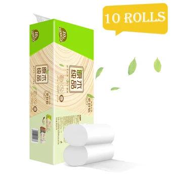 

10 Rolls Pack Home Bath Toilet Paper Roll Paper Primary Wood Pulp White Toilet Paper Toilet Roll Tissue Towels Tissue