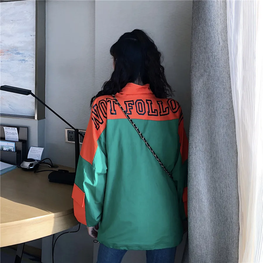 

Figure Photo 2019 Korean-style CHIC Early Spring New Style Slim Fit Loose-Fit Lettered Pullover Trench Coat Versatile Mixed Colo