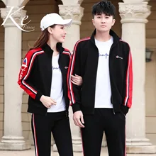 KE парный спортивный костюм, черный мужской весенний осенний Повседневный Спортивный костюм для бега, женский костюм из 3 предметов, новинка, пальто большого размера плюс