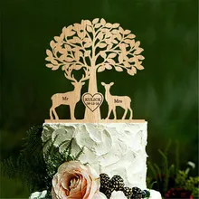 Индивидуальные, деревянные Mr& Mrs олень торт Топпер деревянный свадебный торт Топпер олень торт Топпер с деревом бак и Doe деревенский шикарный СВАДЕБНЫЙ изготовленный на заказ Деревянный Торт Топпер