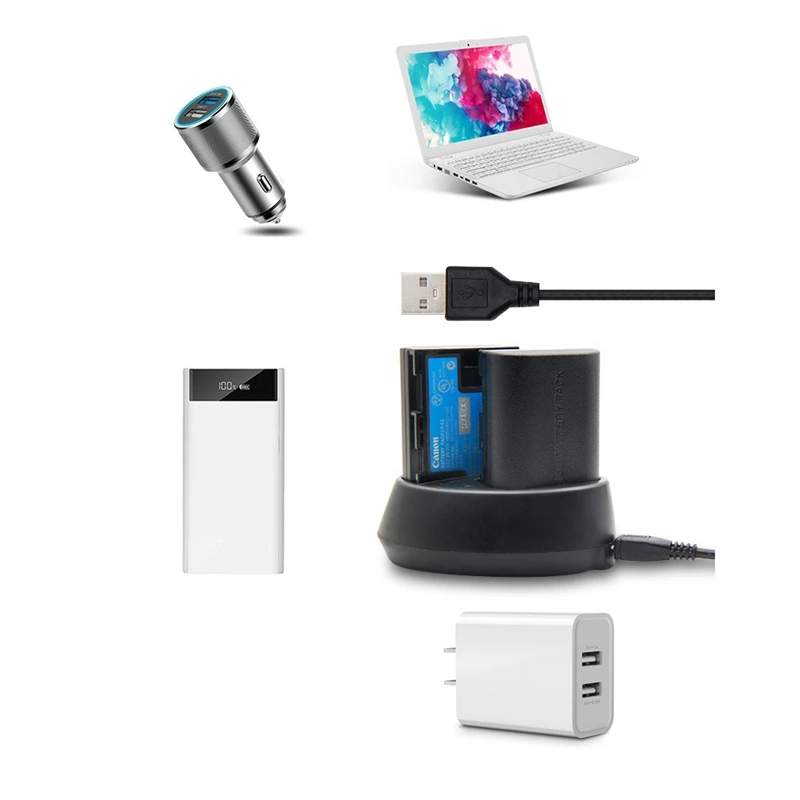 Зарядное устройство с двумя usb-портами для Lp-E6 Lp E6 Lpe6, Аккумулятор для камеры Canon 5D Mark Ii Iii 7D 60D Eos 6D 70D 80D