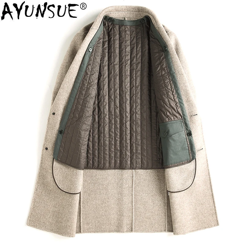 AYUNSUE Autumn Winter Long Jacket 100% Wool Coat Men Clothes 2020 Mens Overcoat Luxury Coats Casaco Masculino 010 KJ4304 AYUNSUE Autumn Winter Long Jacket 100% Wool Coat Men Clothes 2020 Mens Overcoat Luxury Coats Casaco Masculino 010 KJ4304