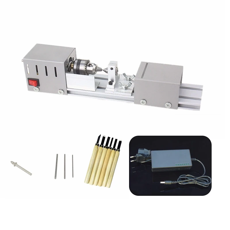 

Lathe Polishing Machine Desktop Cutting Machine W/ Power Supply Parts Set Kit