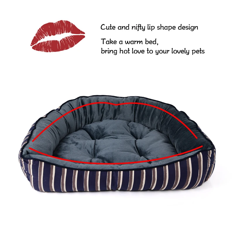 Jormel Pet Supplies Cute Dog Cat Bed Lip Shape Striped Washable Warm Soft Durable Small Medium Dogs Cats Beds