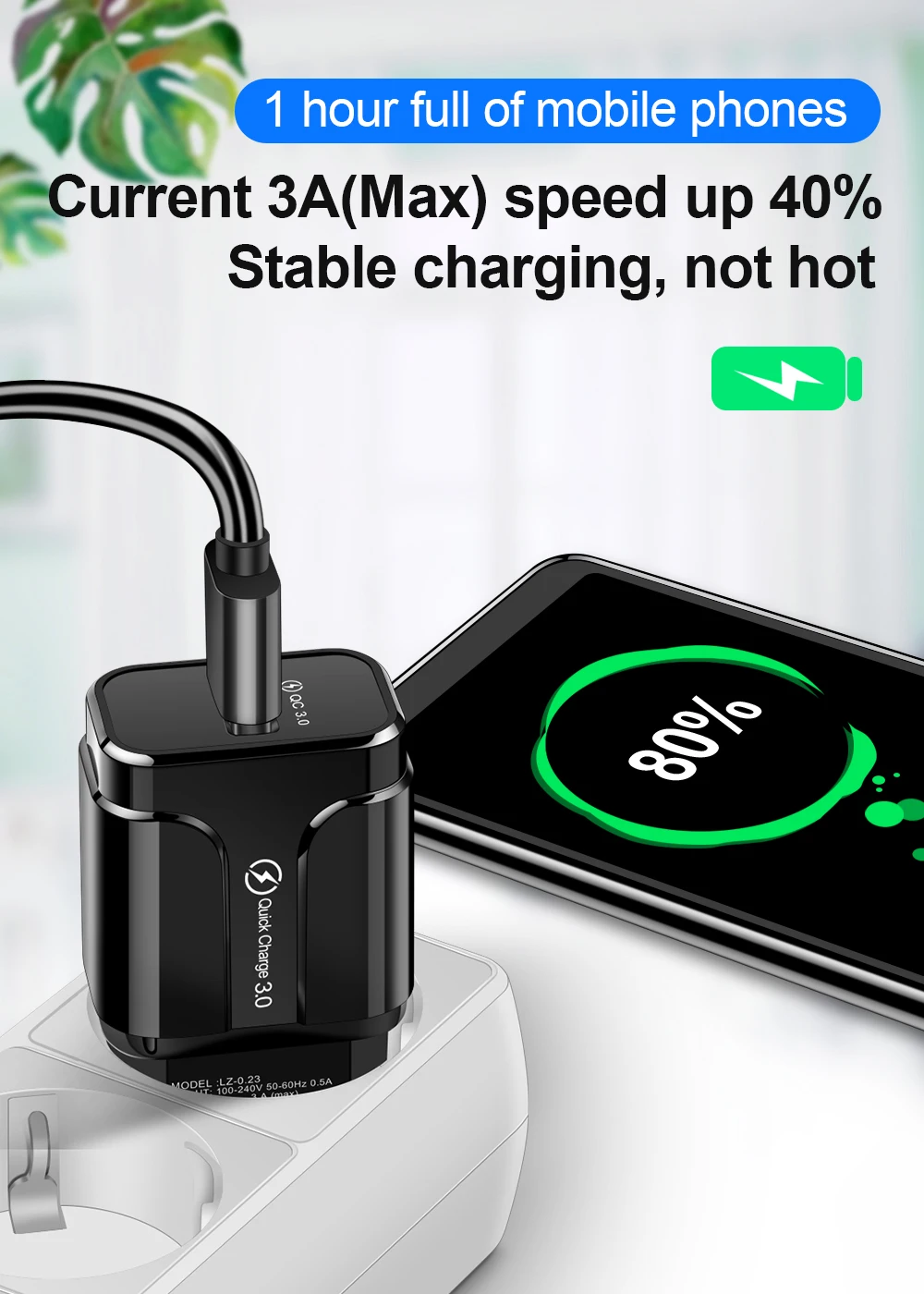 Quick Charge 3.0 USB Charger Fast Charging Portable Mobile Phone Charger For iPhone Samsung Xiaomi Huawei QC 3.0 Charger Adapter