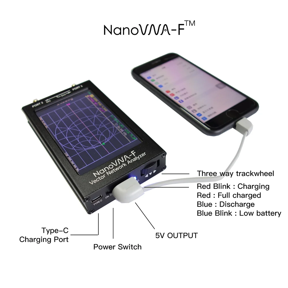 NanoVNA-F обновленная версия 4,3 дюймов ips TFT lcd HF VHF UV векторный сетевой анализатор 50 k-1 ГГц 5000ма батарея
